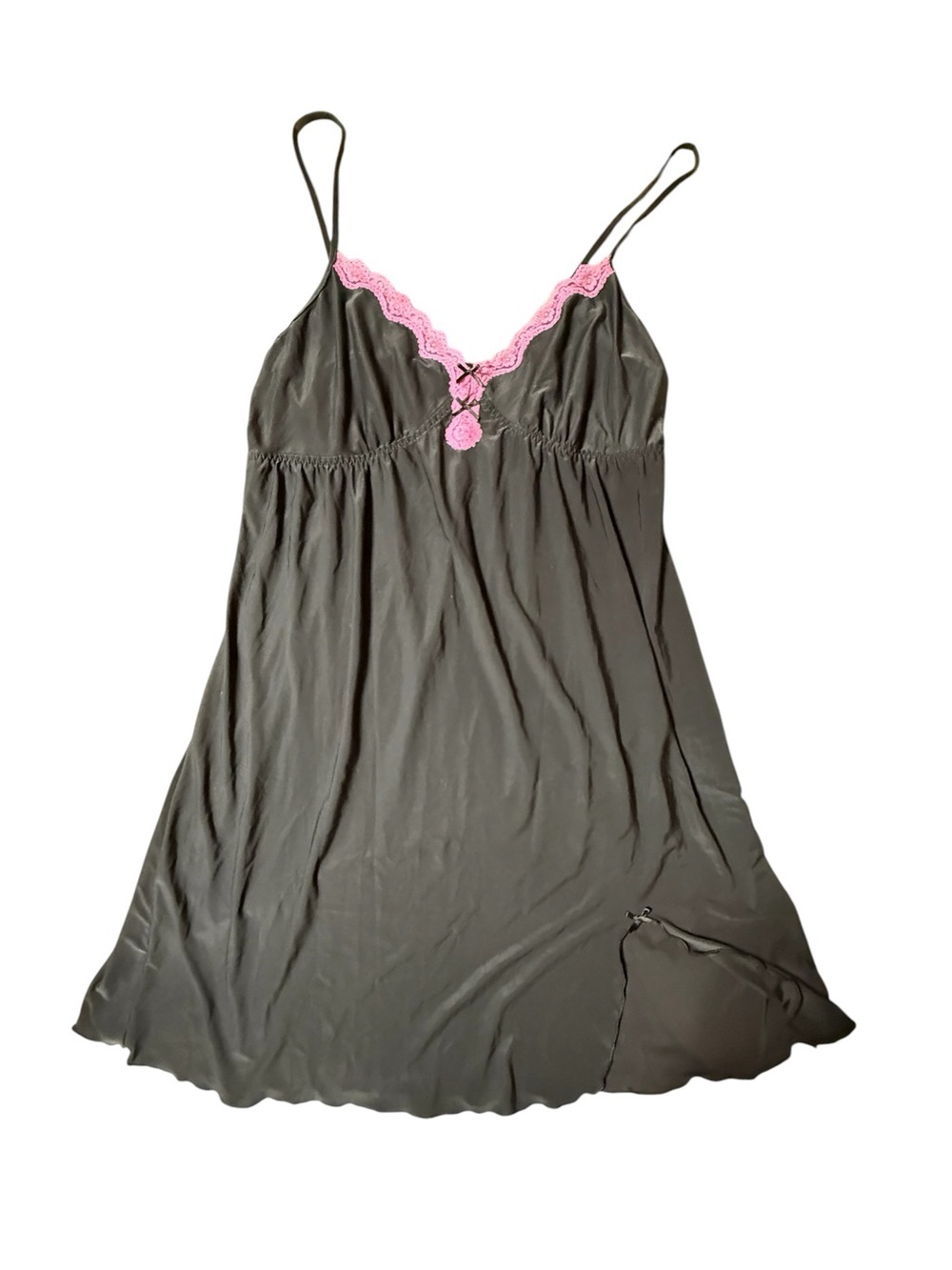 Studio Donatella L Nightgown Whimsigoth Y2K Coquette Lace Trim Slip Dress